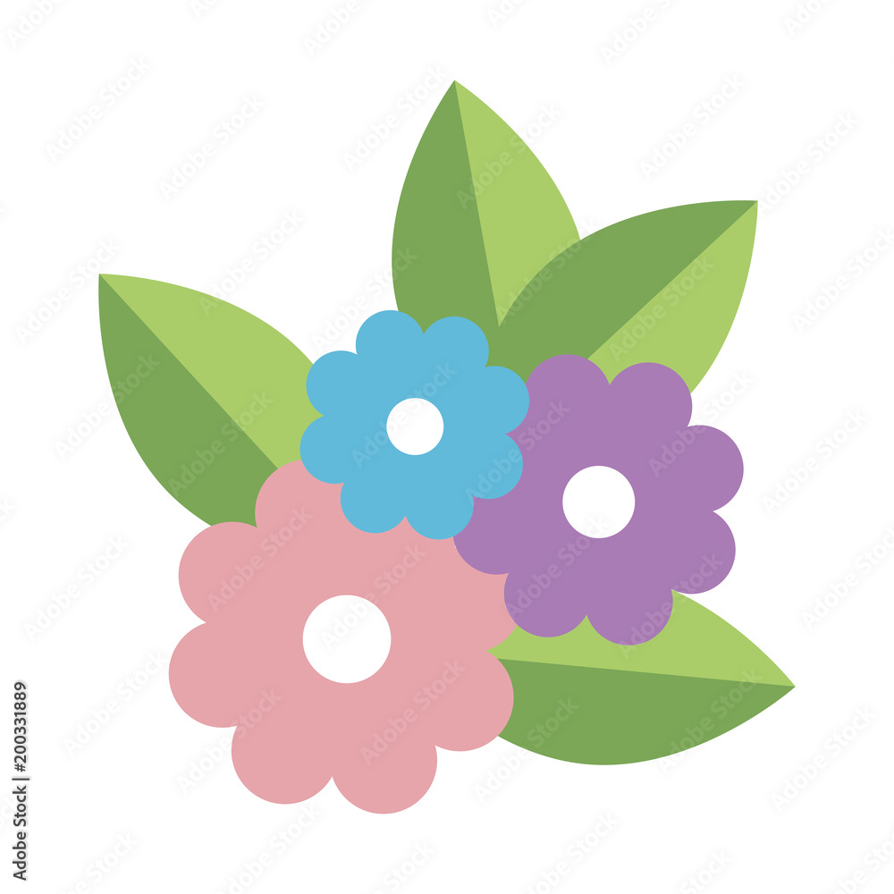 beautiful flowers with leafs decorative vector illustration design beautiful flowers with leafs decorative vector illustration design