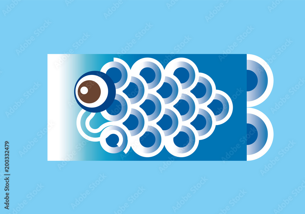 鯉のぼりのイラスト ブルー 端午の節句のイメージ ベクターデータ Carp Streamer Stock Vector Adobe Stock