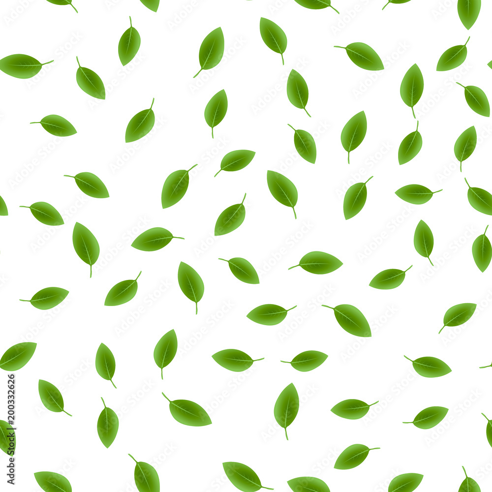 Seamless pattern with green leaves. Vector.