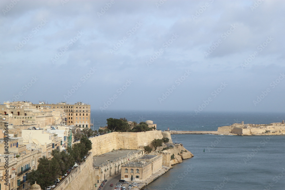 View to Grand harbour from The upper barrakka gardens, Valletta, Malta