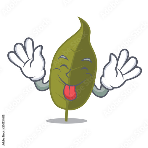 Tongue out bay leaf mascot cartoon