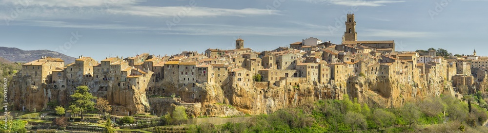 beautiful morning panorama of old city in Tuscany in Italy