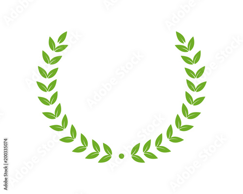 Green Circular Laurel Foliate, wreath award, achievement, heraldy