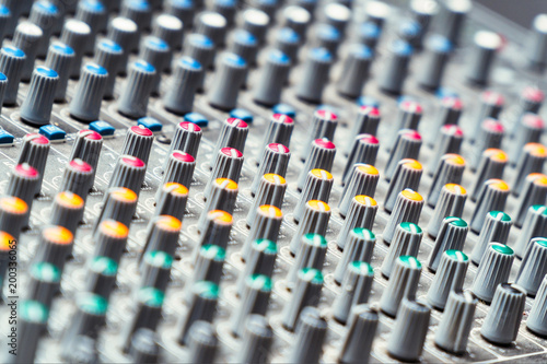 Mixing console in the Studio