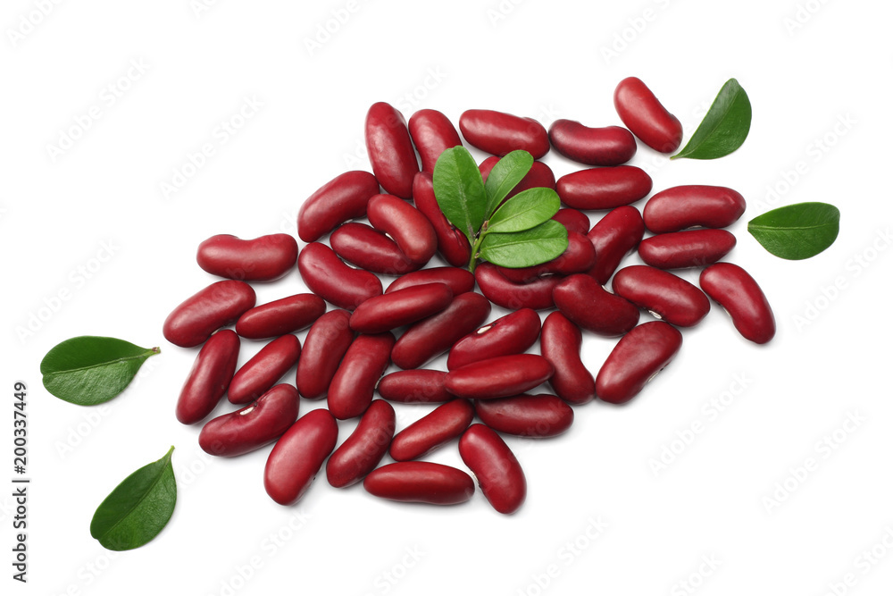 red kidney beans isolated on white background. top view red kidney beans isolated on white background. top view