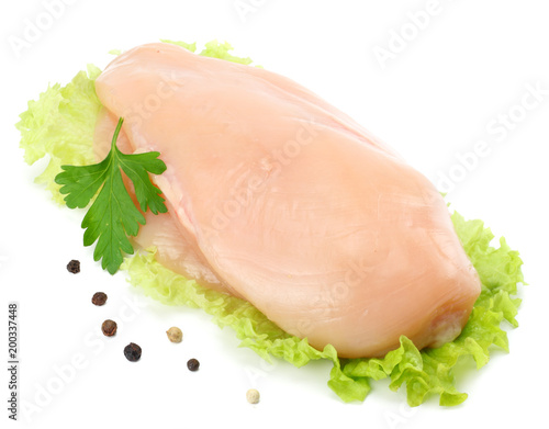 Raw chicken fillet isolated on white background