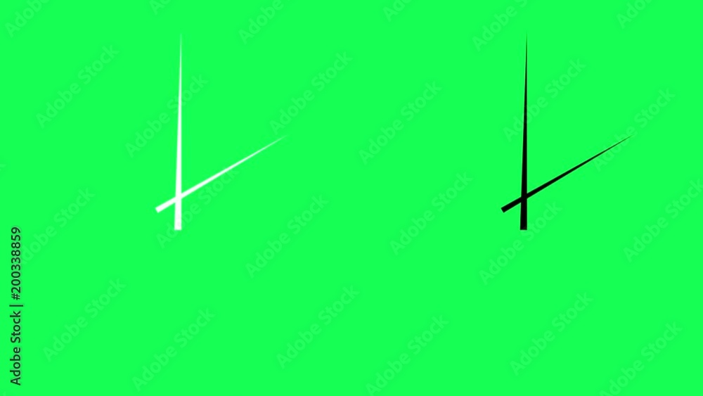 Set of two clocks without dial and numbers, white and black clock hands, isolated on chroma key background. Animated clocks counting down 12 hours over 30 seconds. Seamlessly loops. Set of two clocks without dial and numbers, white and black clock hands, isolated on chroma key background. Animated clocks counting down 12 hours over 30 seconds. Seamlessly loops.