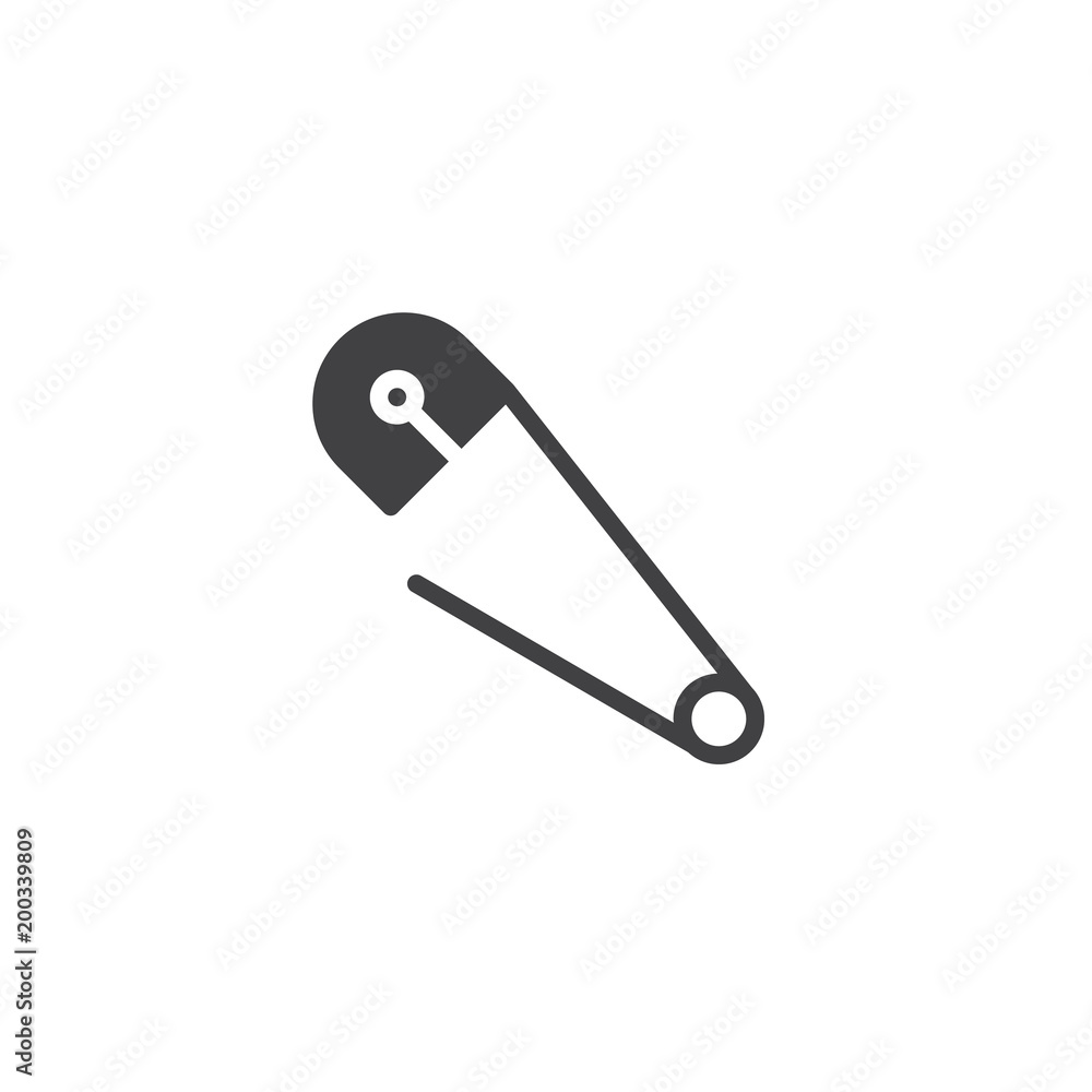 Safety pin vector icon. filled flat sign for mobile concept and web design. simple solid icon. Symbol, logo illustration. Pixel perfect vector graphics