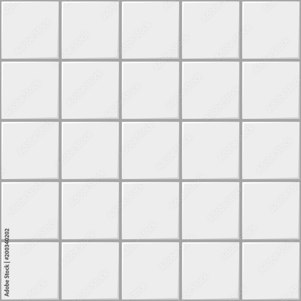 White square ceramic seamless pattern background, vector tile for kitchen or bathroom, white light background