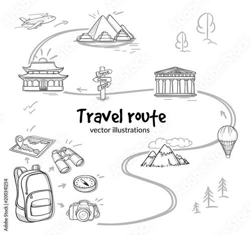 Sketch Travel Route Concept