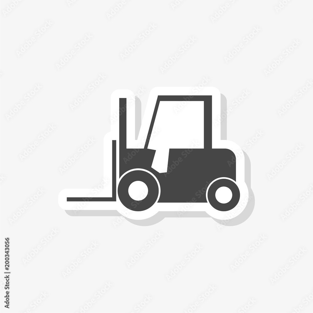 Forklift sticker, Forklift truck silhouette, simple vector icon