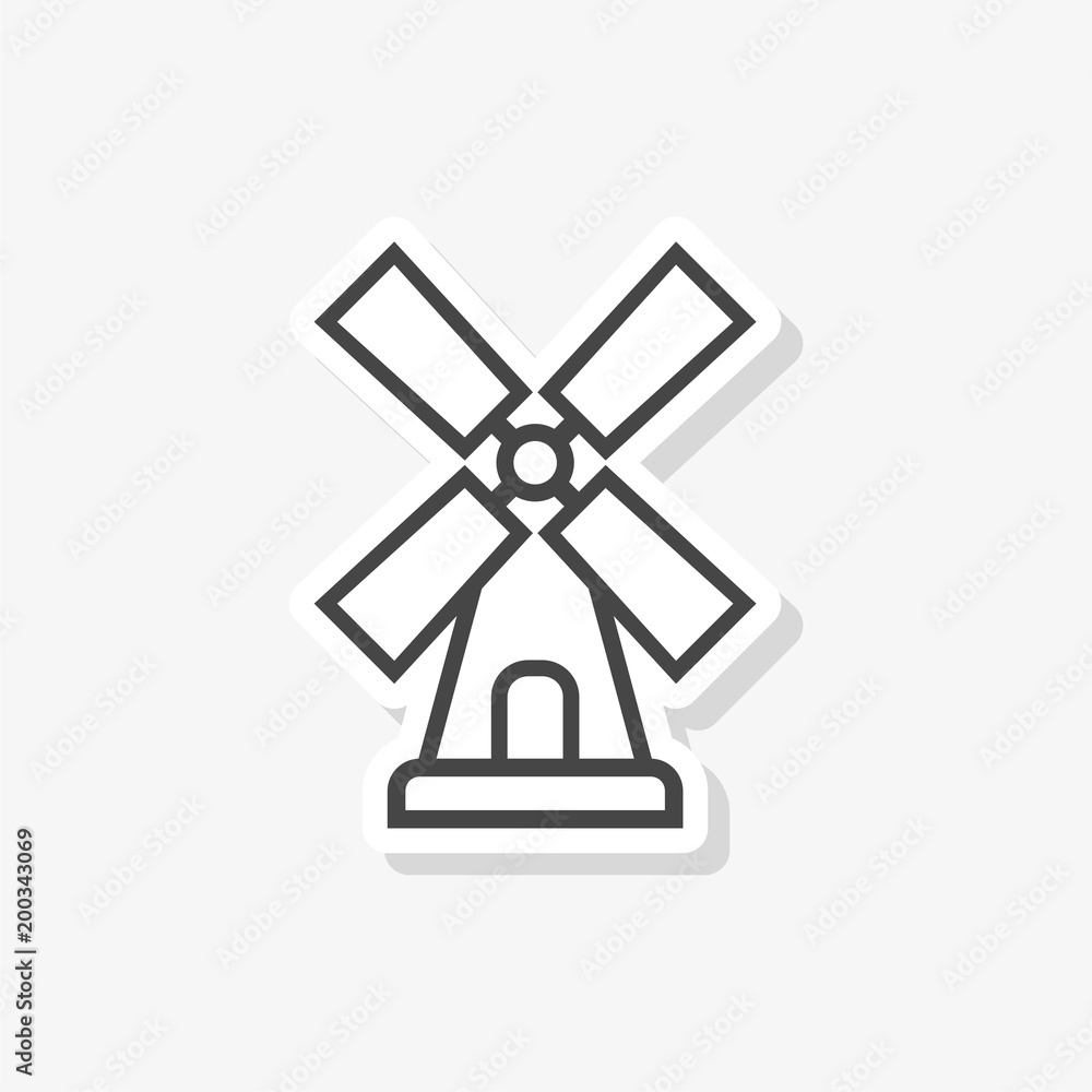 Windmill vector logo design, Windmill farm sticker, simple vector icon Windmill vector logo design, Windmill farm sticker, simple vector icon