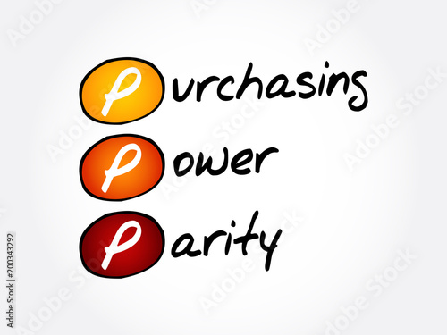 PPP - Purchasing Power Parity acronym, business concept background