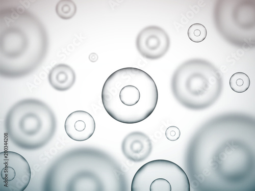 Molecule vector background. Round cells. Grey science illustration.