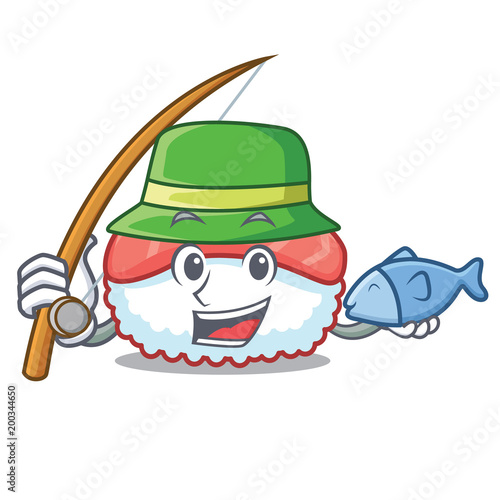 Fishing sushi salmon mascot cartoon