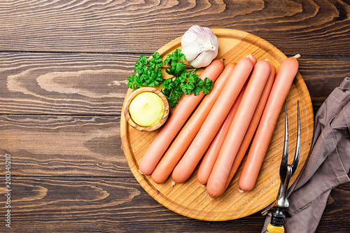 Canvas Print Raw frankfurter sausages