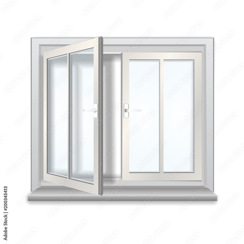 Open window, isolated object on white background. Open window, isolated object on white background.