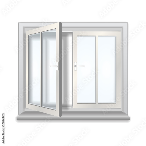 Open window  isolated object on white background.