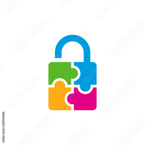 Lock Puzzle Logo Icon Design