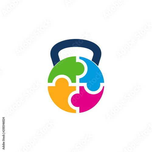 Kettle Bell Puzzle Logo Icon Design