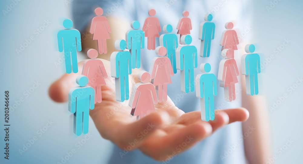 Businessman using 3D rendering group of people Businessman using 3D rendering group of people