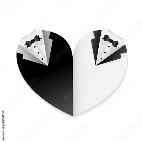 Wedding heart card decoration black and white combination - gay couple