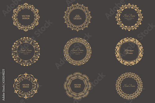 Set of circular baroque patterns