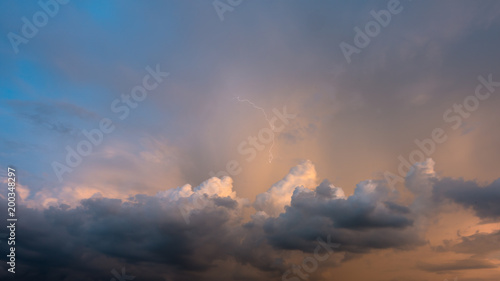 storm clouds with beautiful sunset light