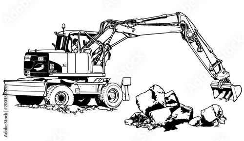 Excavator Machine in Work -...