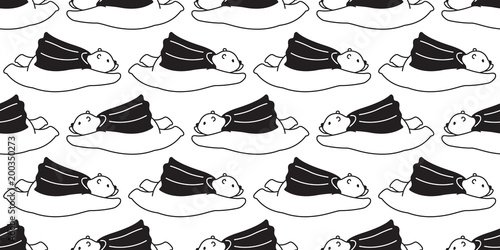 Bear seamless pattern vector polar bear panda flying capes isolated background wallpaper cartoon doodle