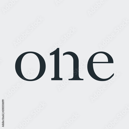 Tipografia one con numero 1 en fondo gris