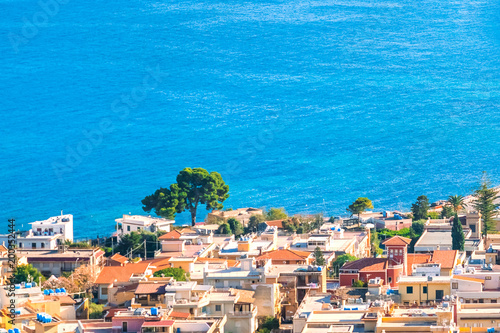 Bild auf Leinwand The sea at Porticello near Bagheria, with houses at the coastline