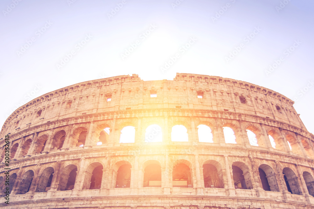 View of the Coliseum in the sunlight, Rome, Italy