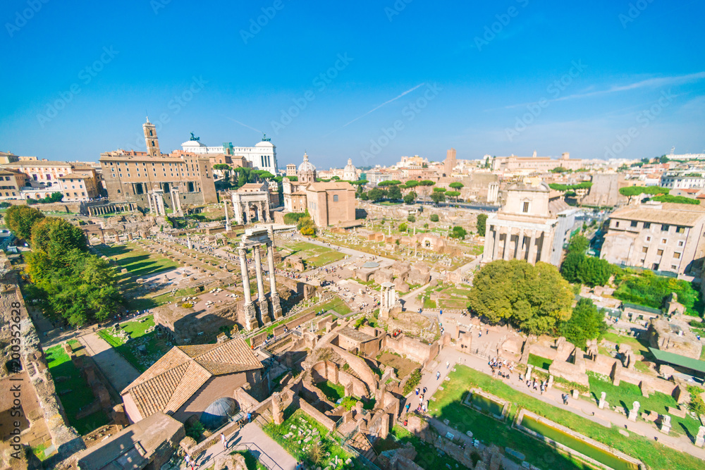 Top view of the ancient Roman architecture, Rome Italy
