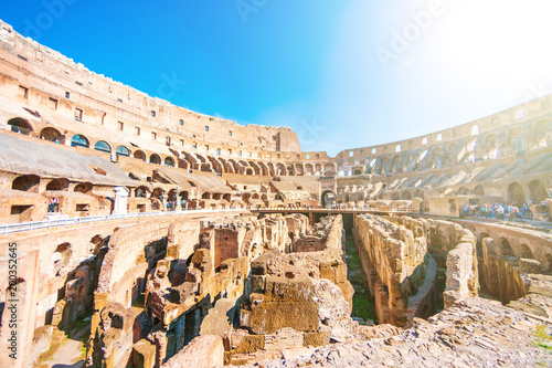 Interior of the Collosseum - is a famous amphitheater in Rome (Italy)