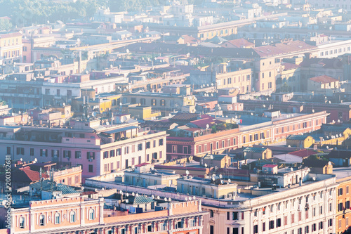 Rome rooftop view with ancient architecture in Italy