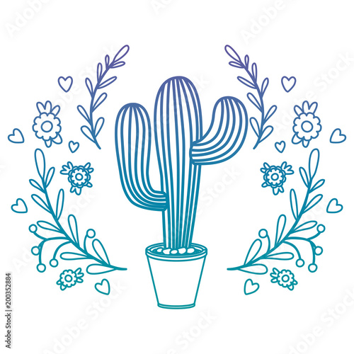 cactus nopal with wreath natural icon