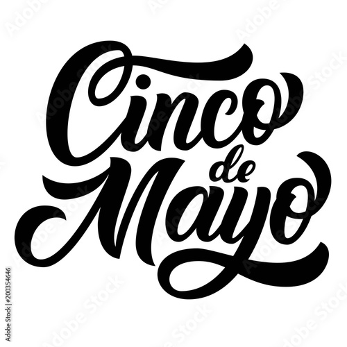 Cinco de Mayo hand lettering, mexican Fifth of May holiday brush calligrahy, isolated on white background. Vector type illustration.