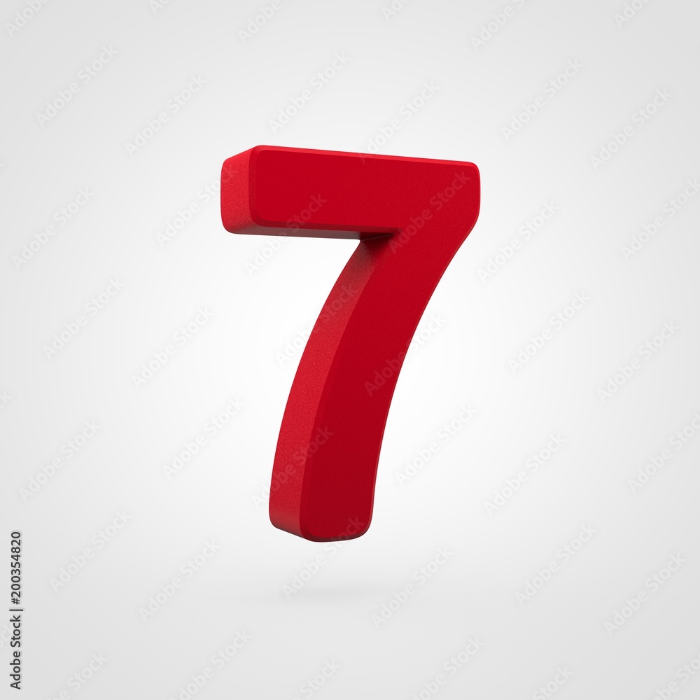 Plastic red number 7 isolated on white background. Plastic red number 7 isolated on white background.