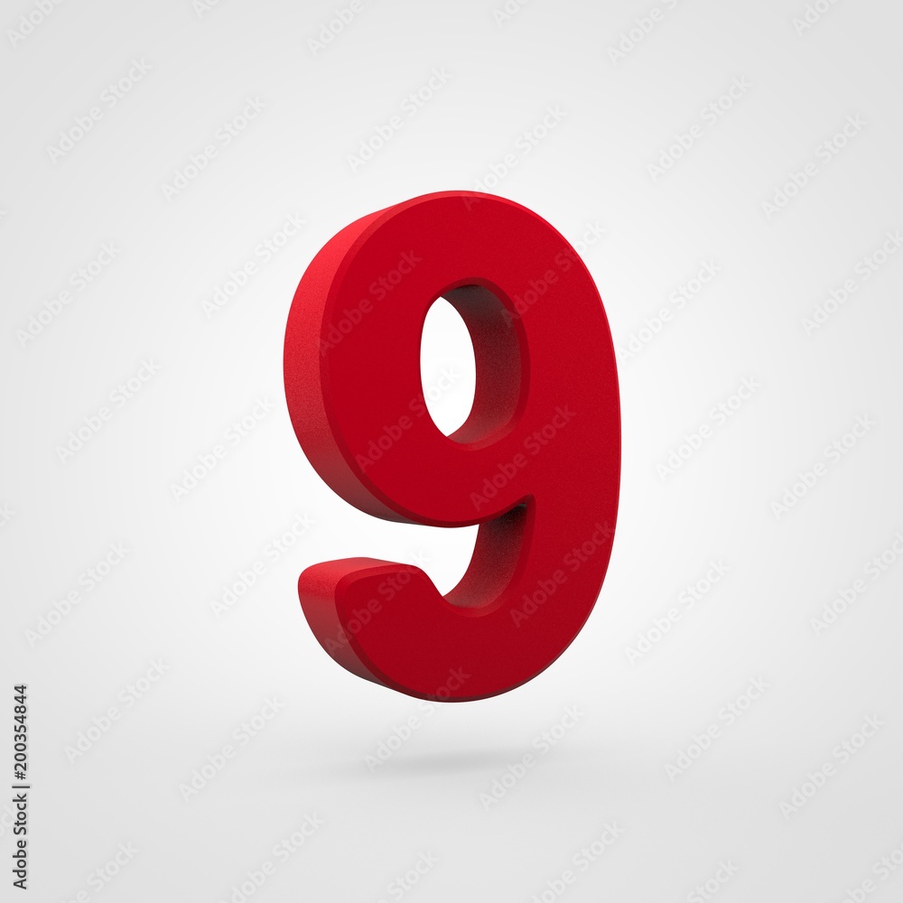 Plastic red number 9 isolated on white background. Plastic red number 9 isolated on white background.