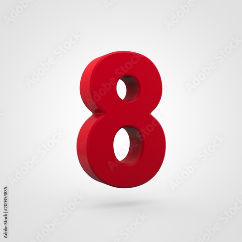 Plastic red number 8 isolated on white background.