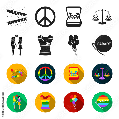 Lesbians, dress, balls, gay parade. Gay set collection icons in black,flet style vector symbol stock illustration web.