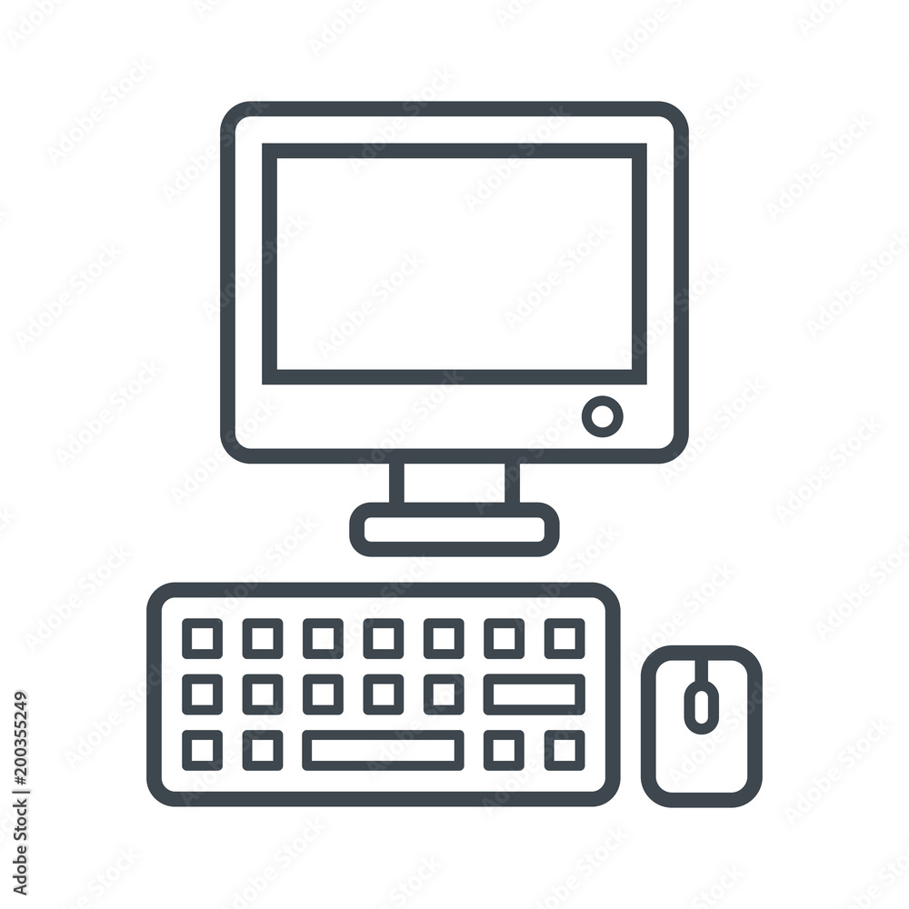 Computer monitor, keyboard, mouse. Computer device technology digital. Vector illustration Computer monitor, keyboard, mouse. Computer device technology digital. Vector illustration