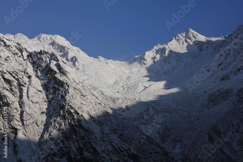 Laurebina mountain pass seen from Thade Pati, Helambu.