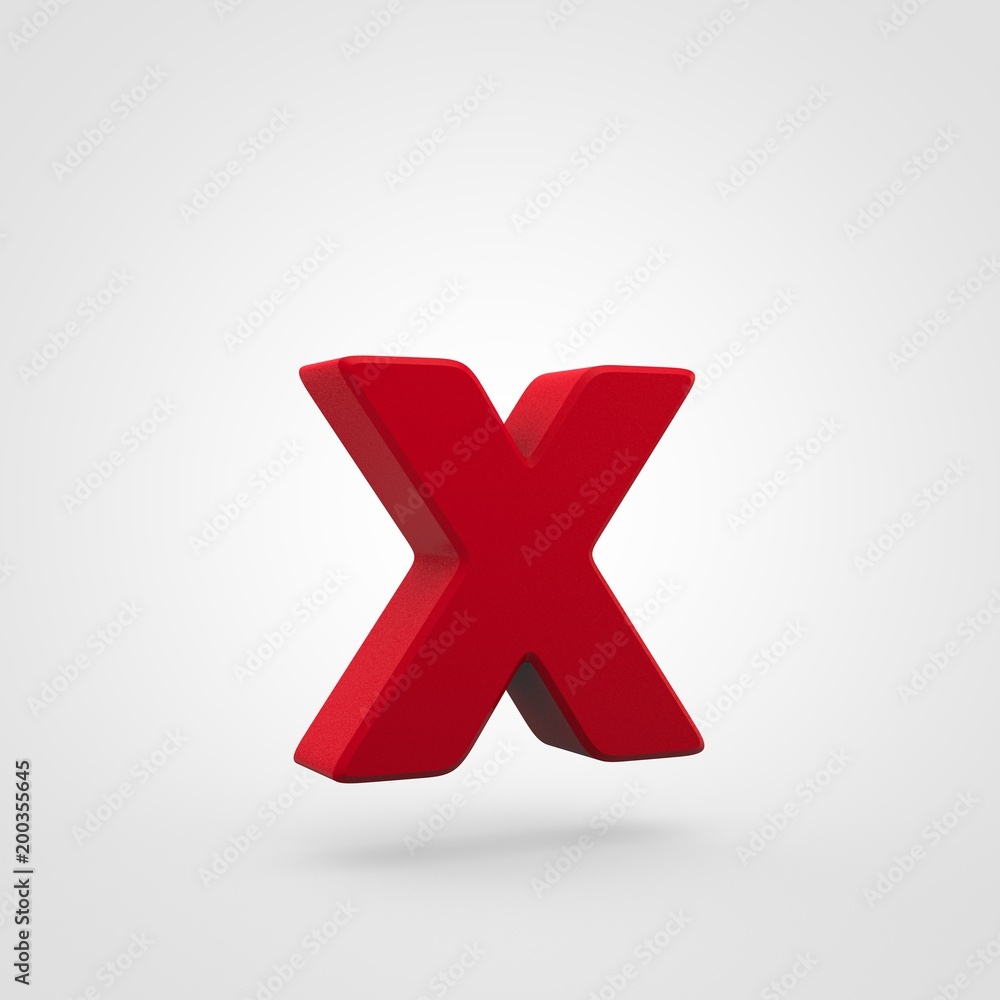 Obraz premium Plastic red letter X lowercase isolated on white background.