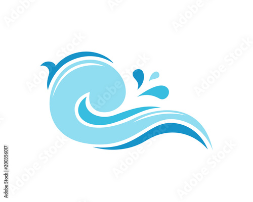 Blue Water Abstract Wave Icon Logo Splash