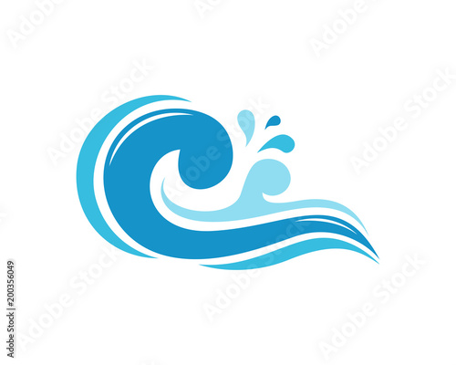 Blue Water Abstract Wave Icon Logo 
