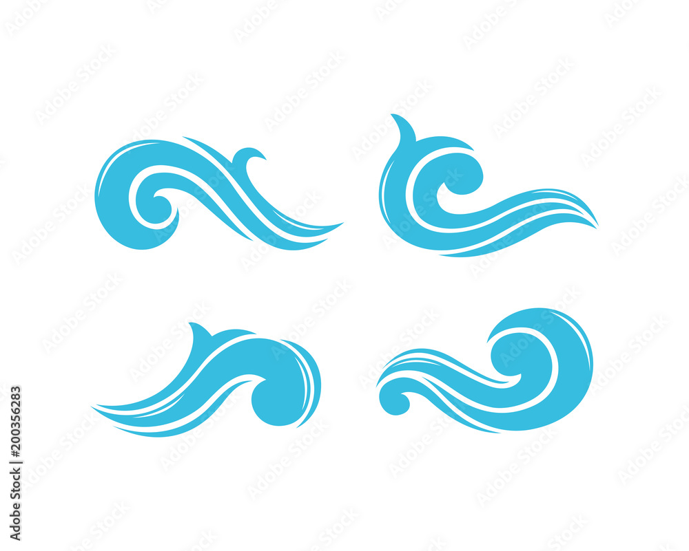 Set of Blue Water Abstract Wave Icon Logo Set of Blue Water Abstract Wave Icon Logo