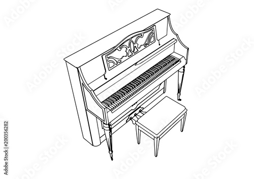 outline piano vector