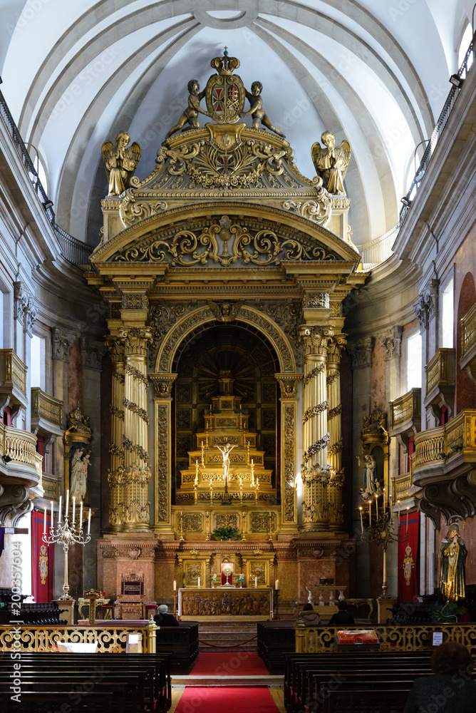 Interior of the Church of the Holy Trinity. The Church of the Trinity is a church in the city of Oporto in Portugal, located in the square of the Trinity behind the building of the Oporto City Hall.